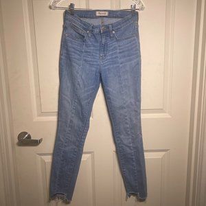 Madewell 9” High Rise Skinny Destructed Distressed Hem Blue Womens 26.